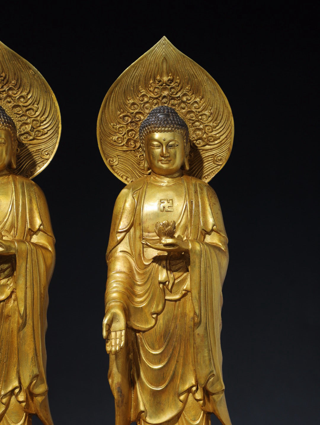 Chinese antique pure copper Buddha statue of the third generation