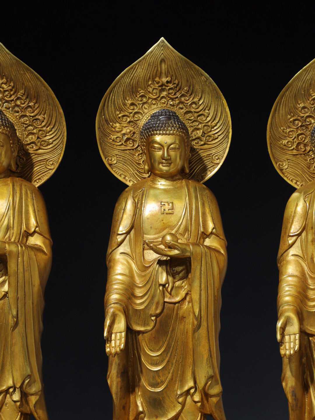 Chinese antique pure copper Buddha statue of the third generation