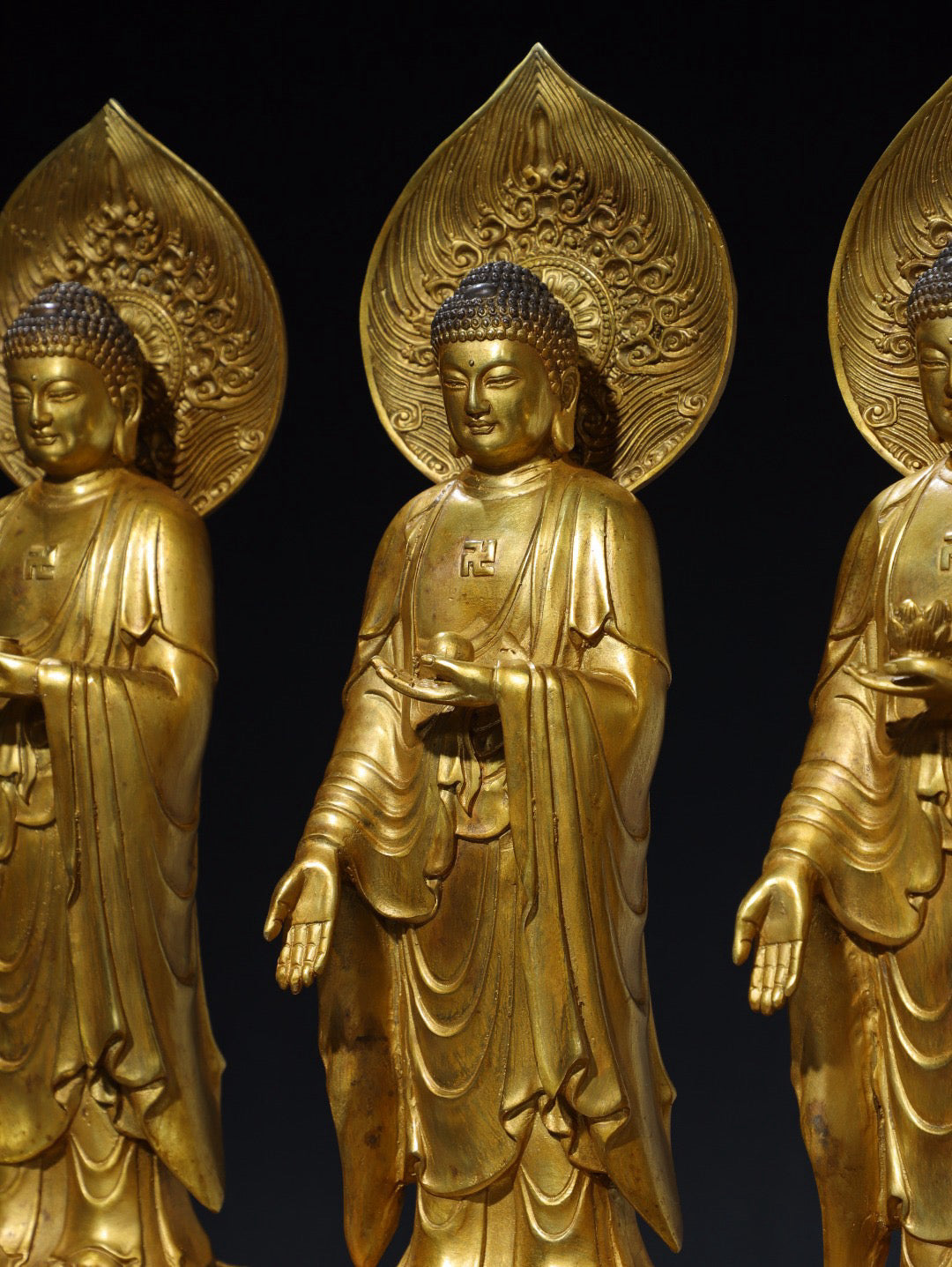 Chinese antique pure copper Buddha statue of the third generation