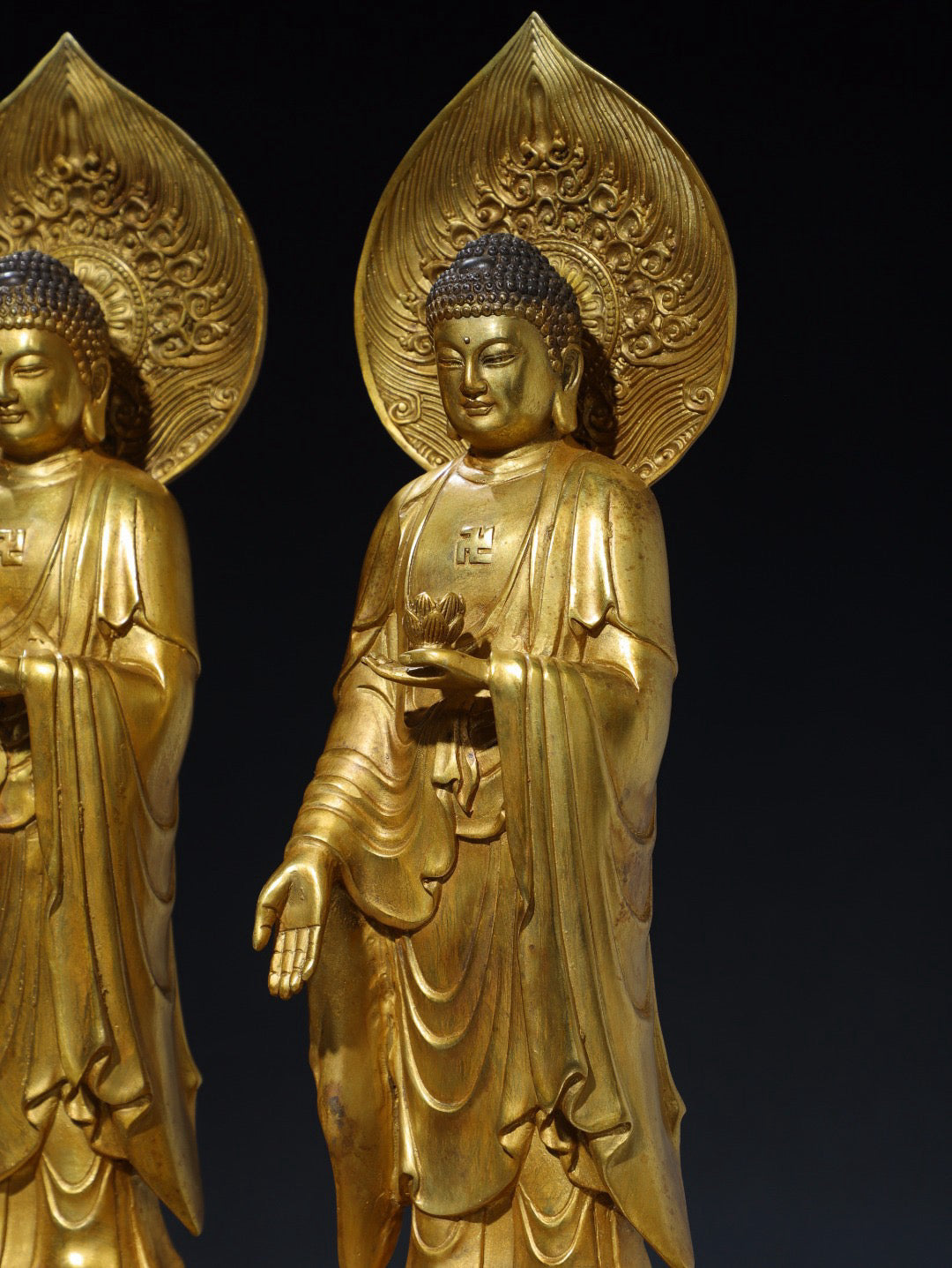 Chinese antique pure copper Buddha statue of the third generation