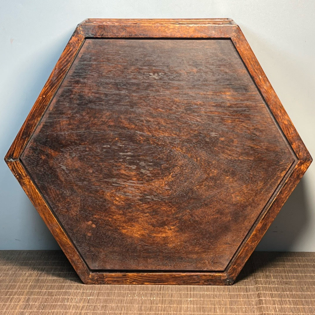 Pear wood carved hexagonal octagonal treasure box