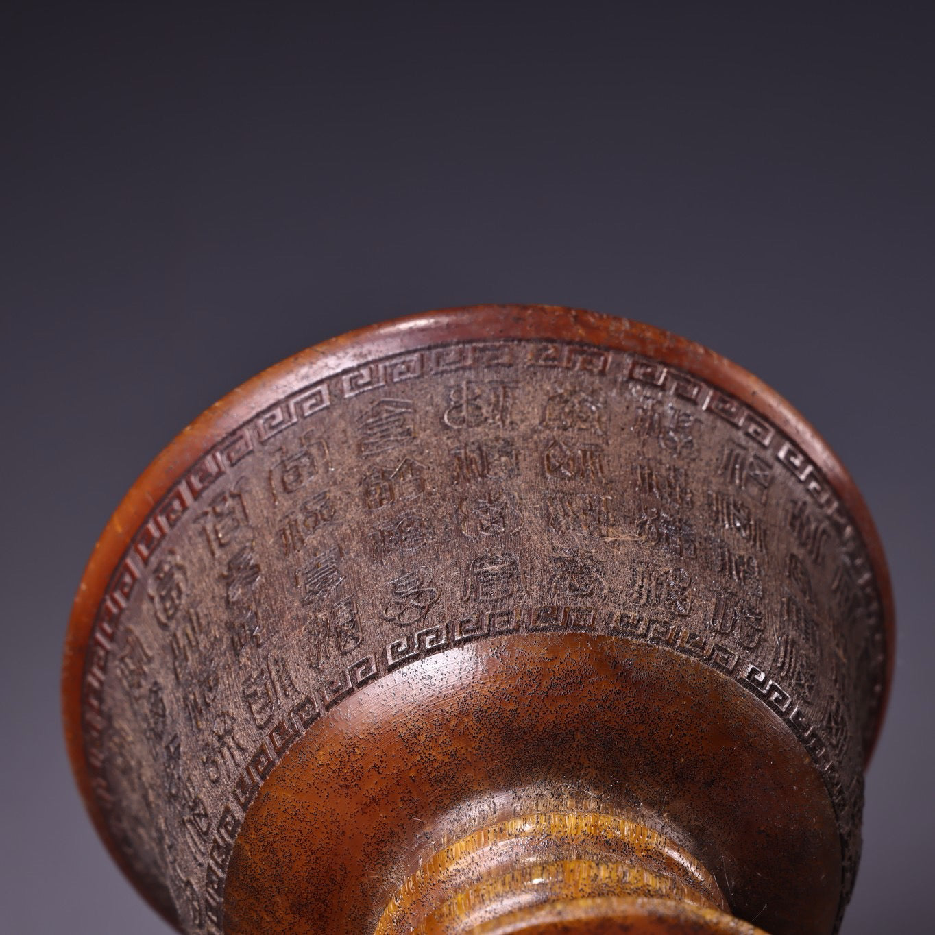 Chinese Antique High Relief Rhinoceros Horn Cup