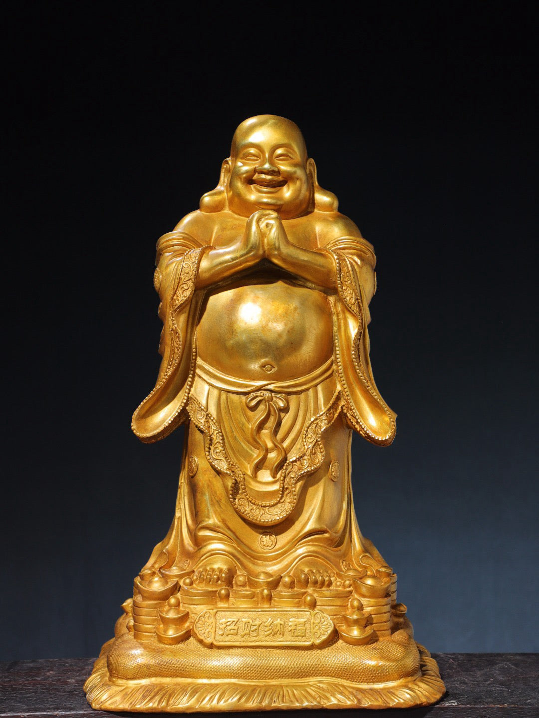 Chinese antique pure copper Maitreya Buddha statue