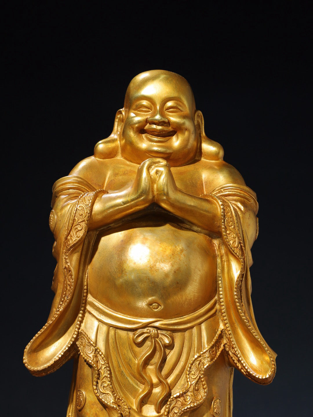 Chinese antique pure copper Maitreya Buddha statue
