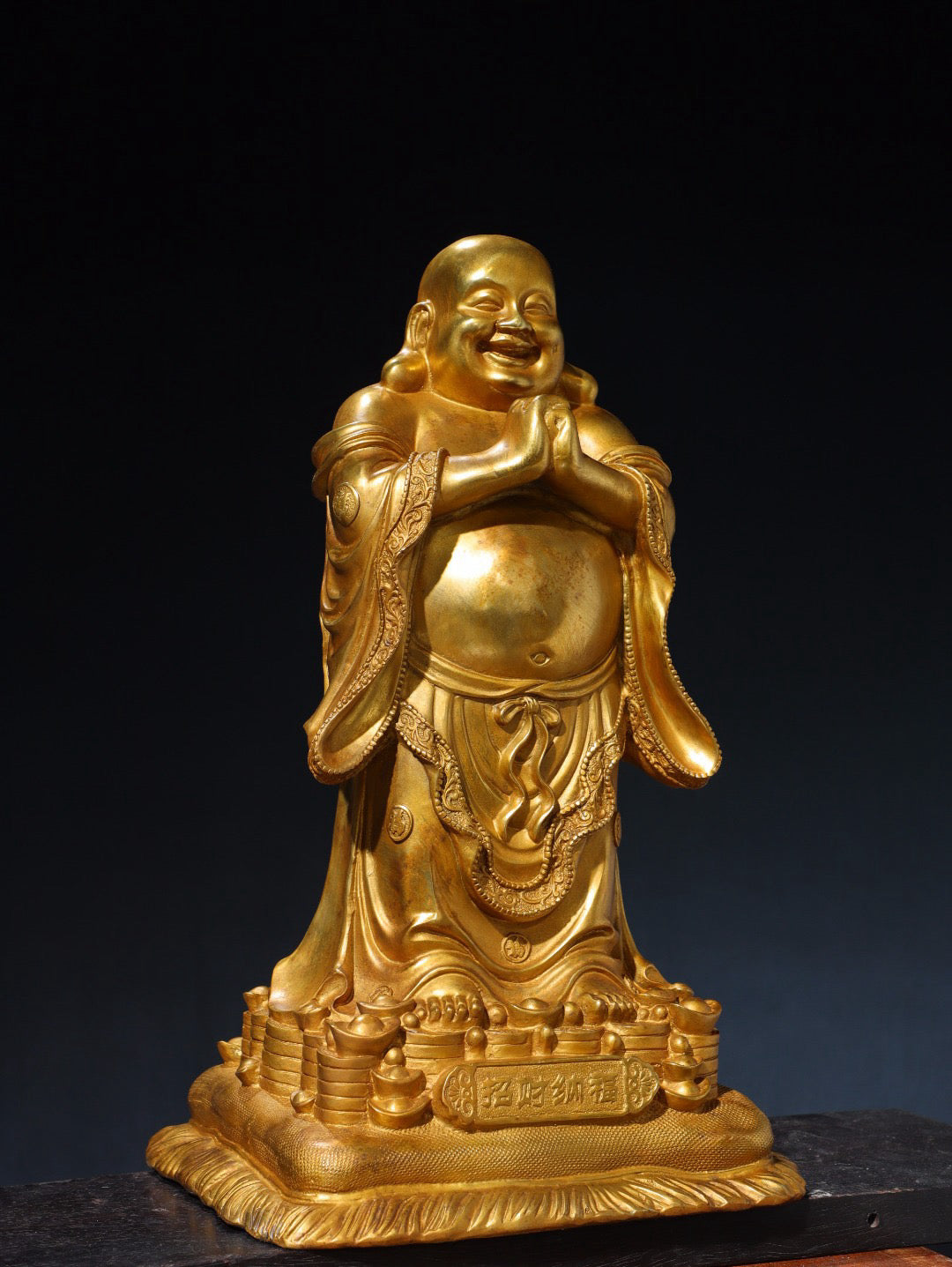 Chinese antique pure copper Maitreya Buddha statue