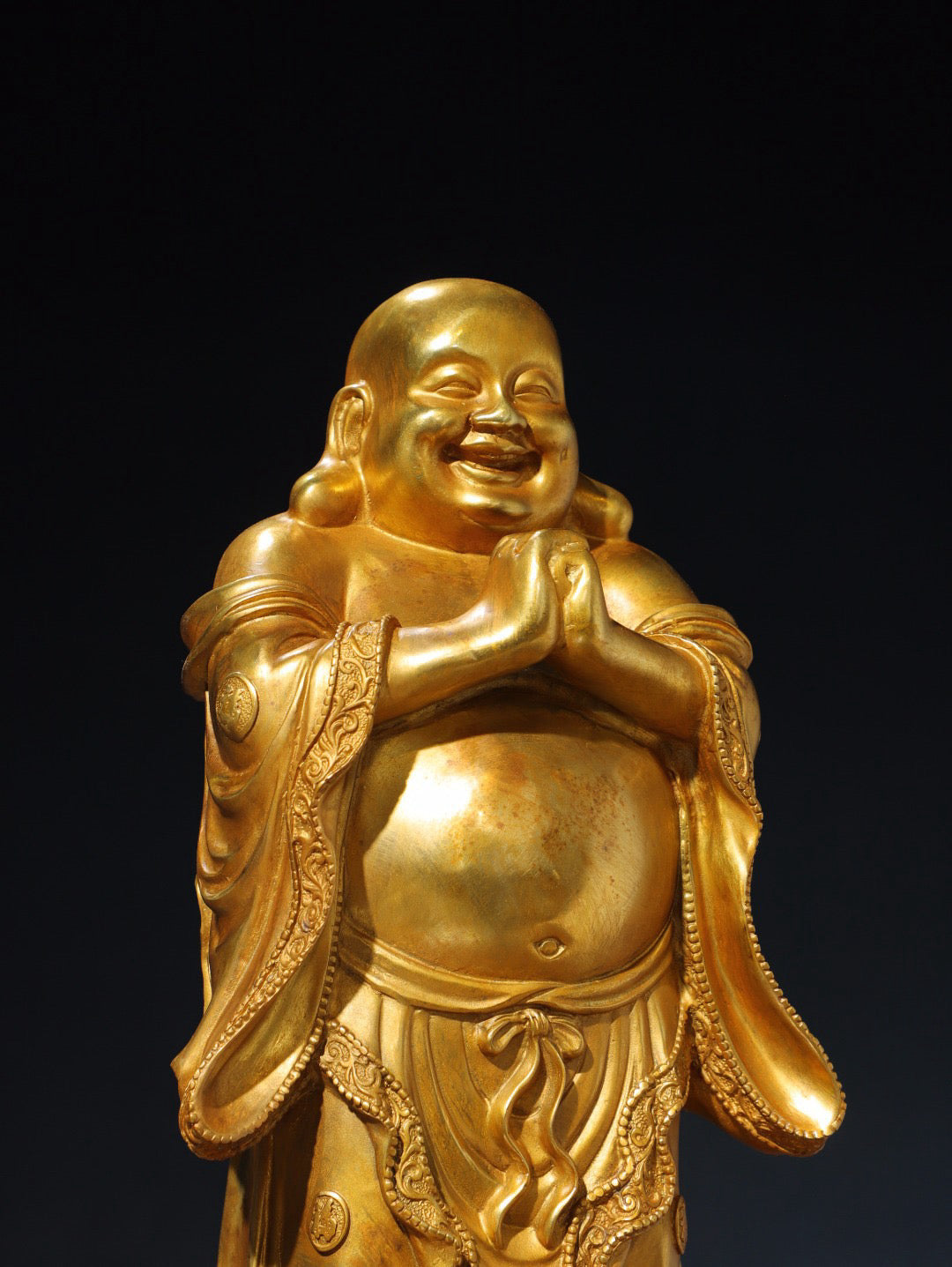 Chinese antique pure copper Maitreya Buddha statue