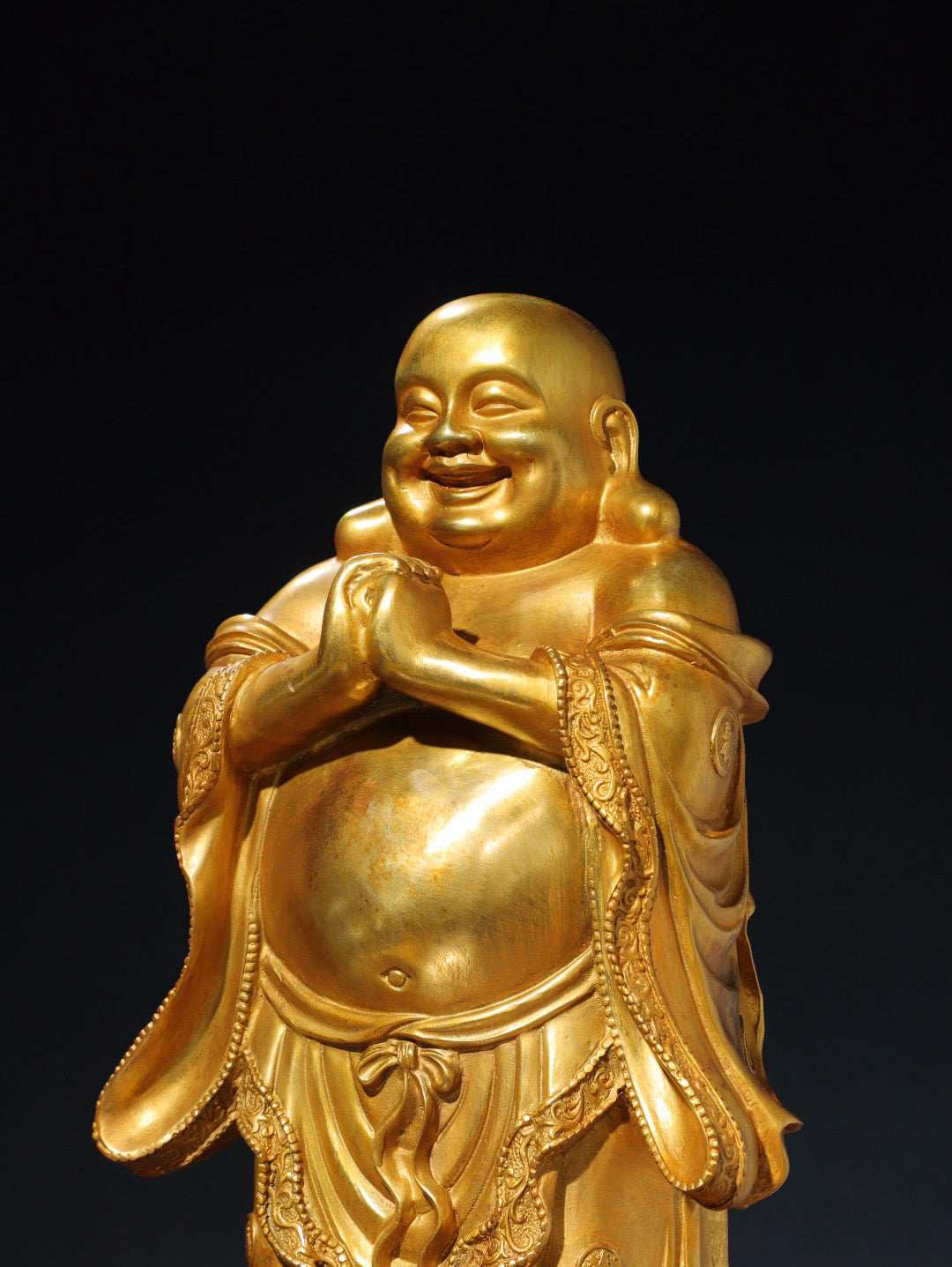 Chinese antique pure copper Maitreya Buddha statue