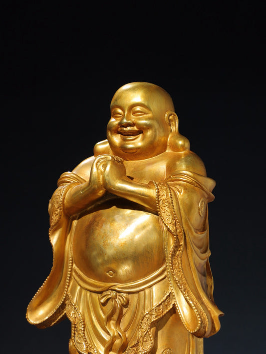 Chinese antique pure copper Maitreya Buddha statue