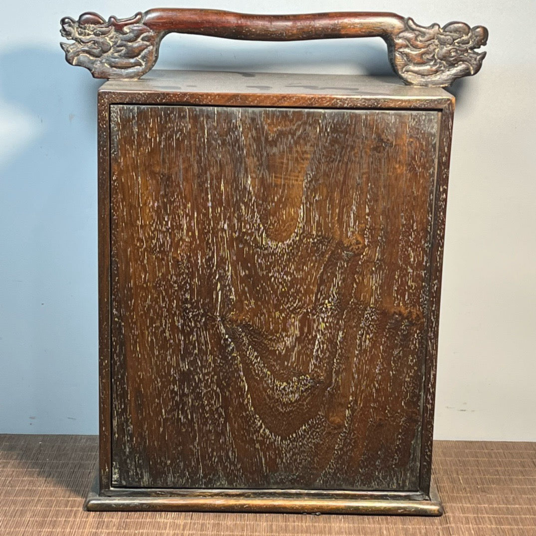 Pear wood inlaid shell carved carrying case