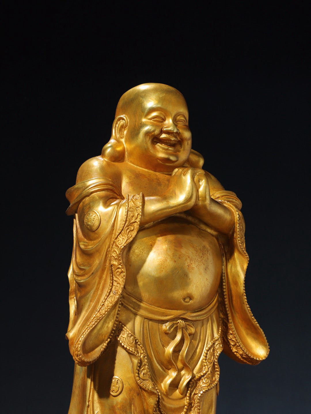 Chinese antique pure copper Maitreya Buddha statue