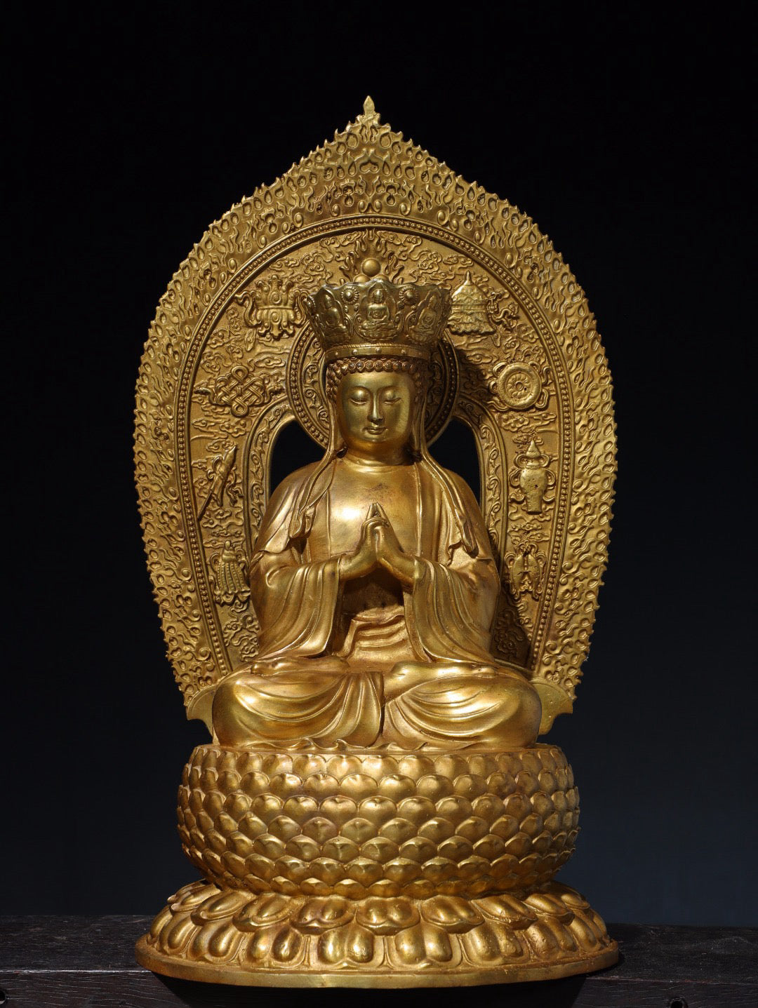 Chinese antique pure copper statue of the Great Sun Buddha