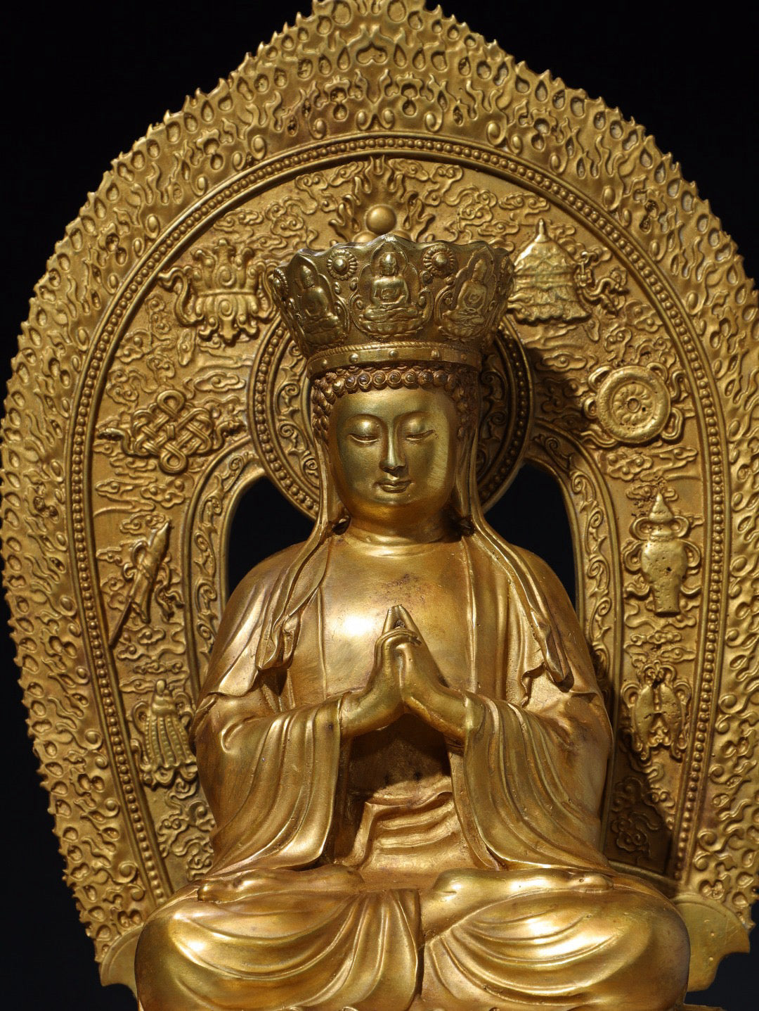 Chinese antique pure copper statue of the Great Sun Buddha