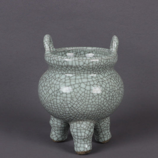 Ge Kiln Open Double Ear Three legged Incense Burner