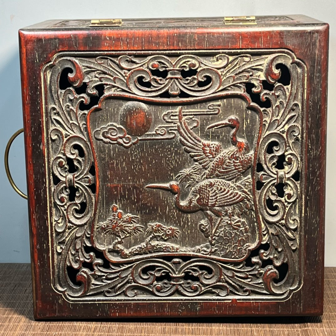 Sandalwood carved square storage box