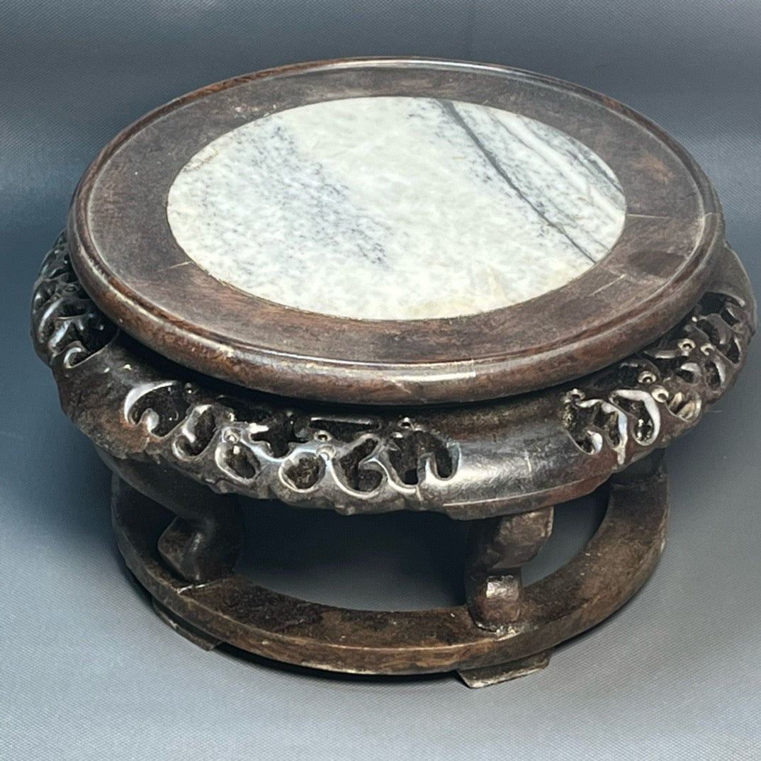 Ebony inlaid marble panel flower rack