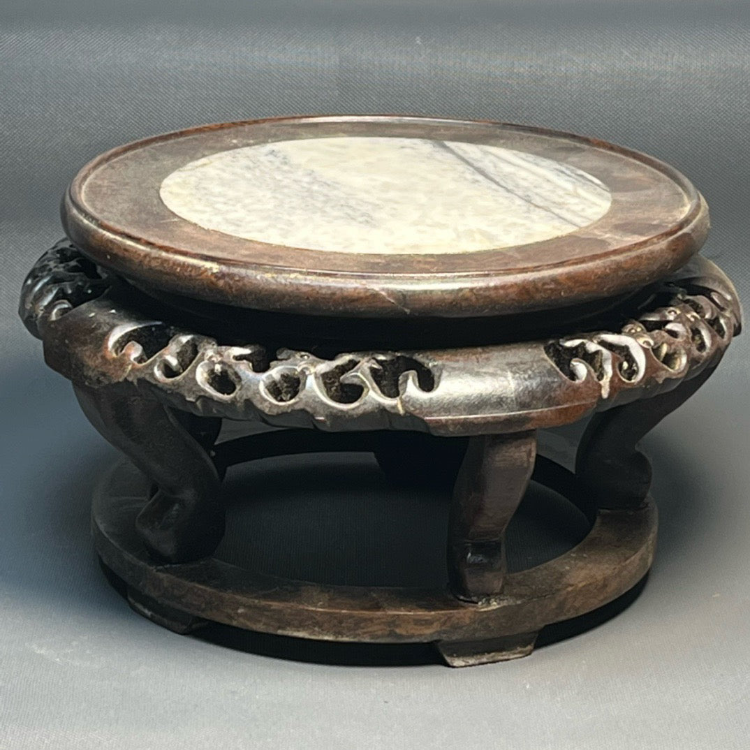 Ebony inlaid marble panel flower rack