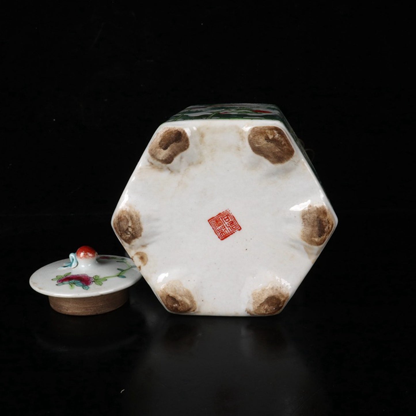 Pink Flower and Bird Diagram Six sided Qiao Liang Pot