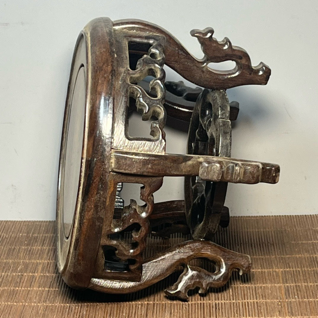 Black sandalwood carved small base small flower rack
