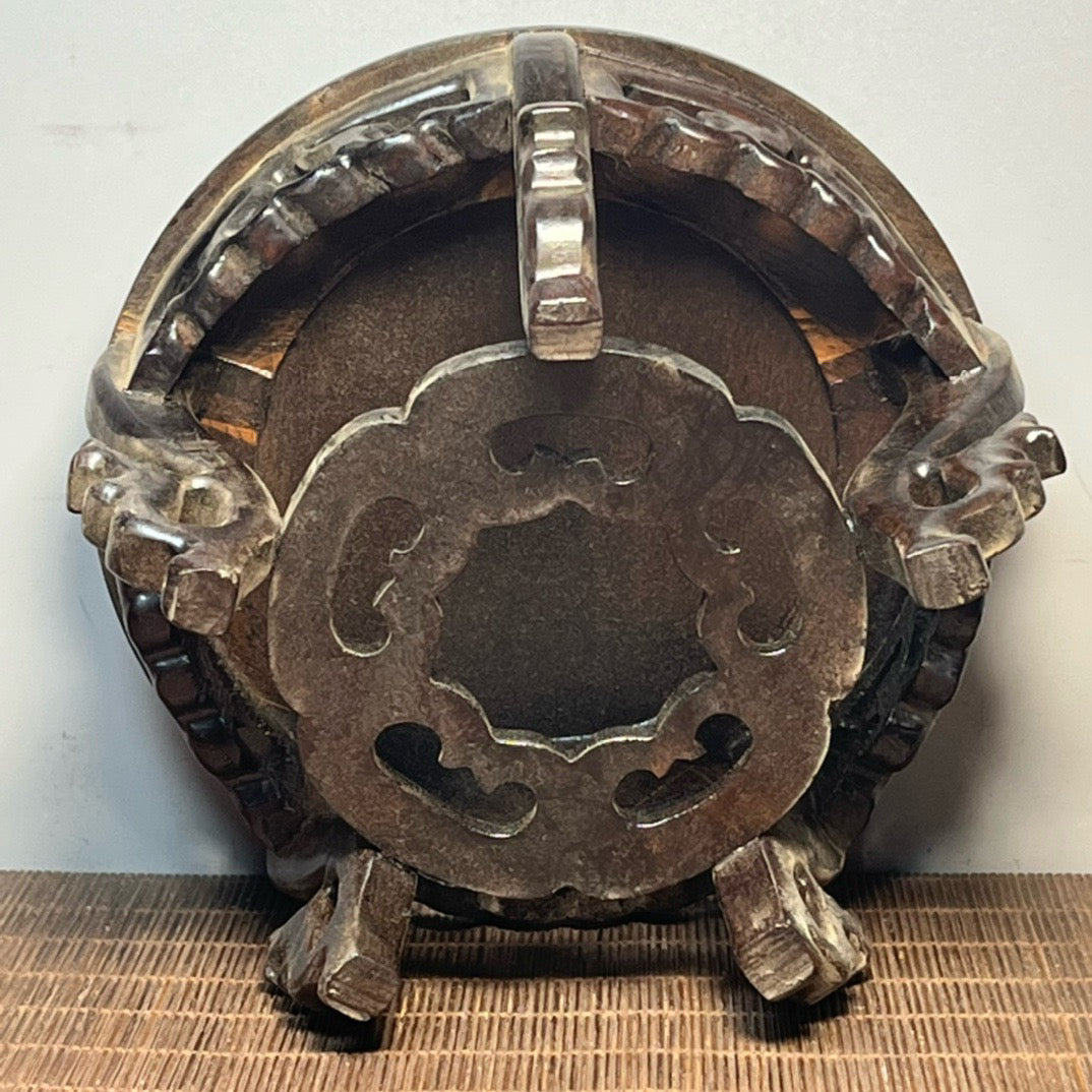 Black sandalwood carved small base small flower rack