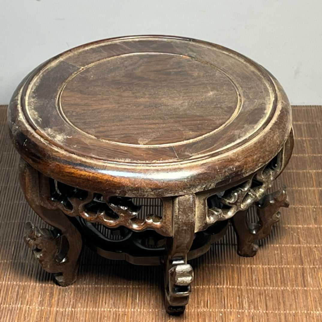 Black sandalwood carved small base small flower rack