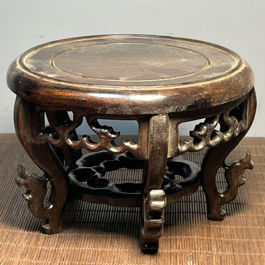 Black sandalwood carved small base small flower rack