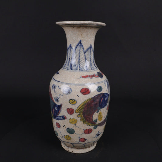 Doucai Guanyin vase with fish pattern every year
