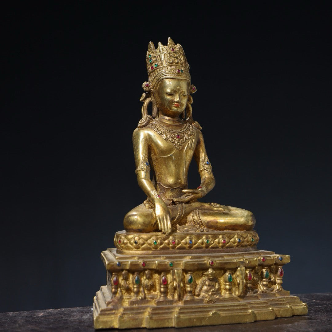 Chinese antique pure copper Buddha statue
