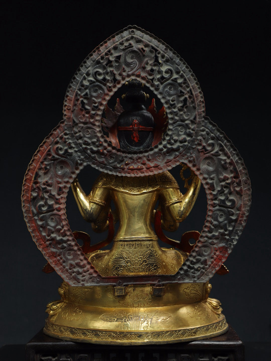 Chinese antique pure copper four armed Guanyin Buddha statue