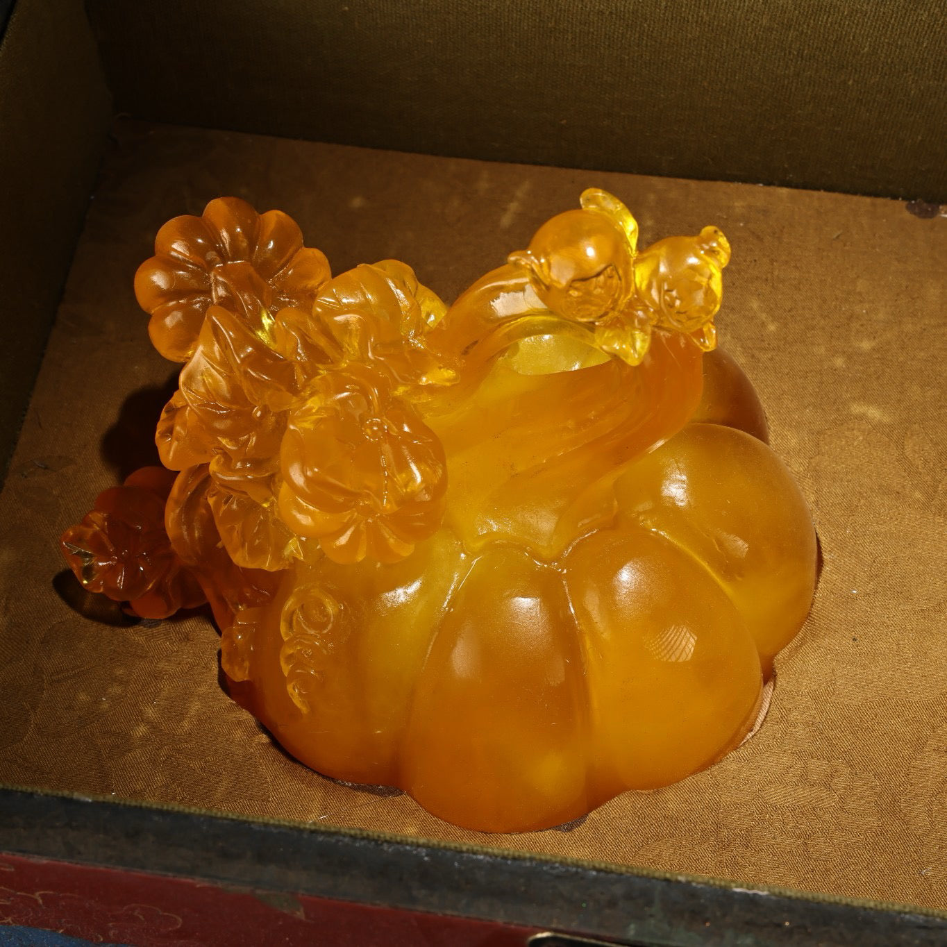Chinese antique honey wax carved pumpkin