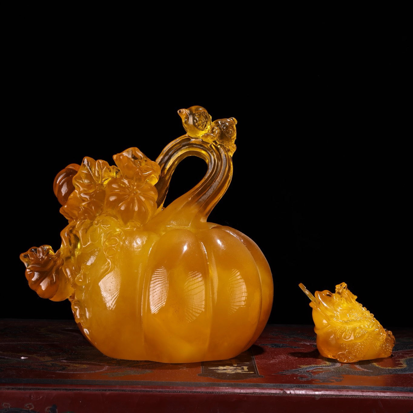 Chinese antique honey wax carved pumpkin