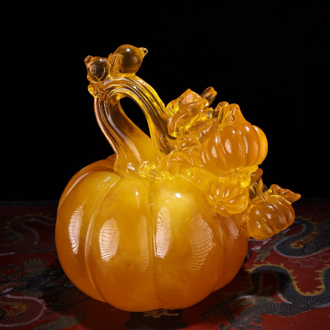 Chinese antique honey wax carved pumpkin
