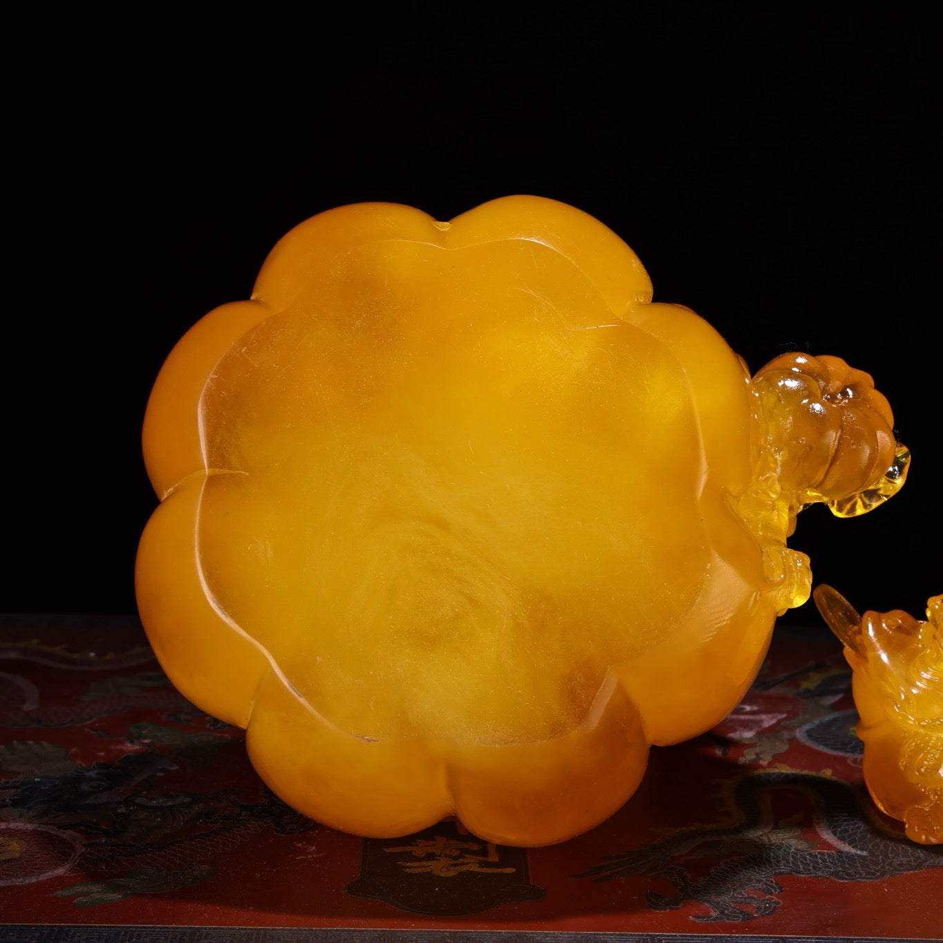 Chinese antique honey wax carved pumpkin