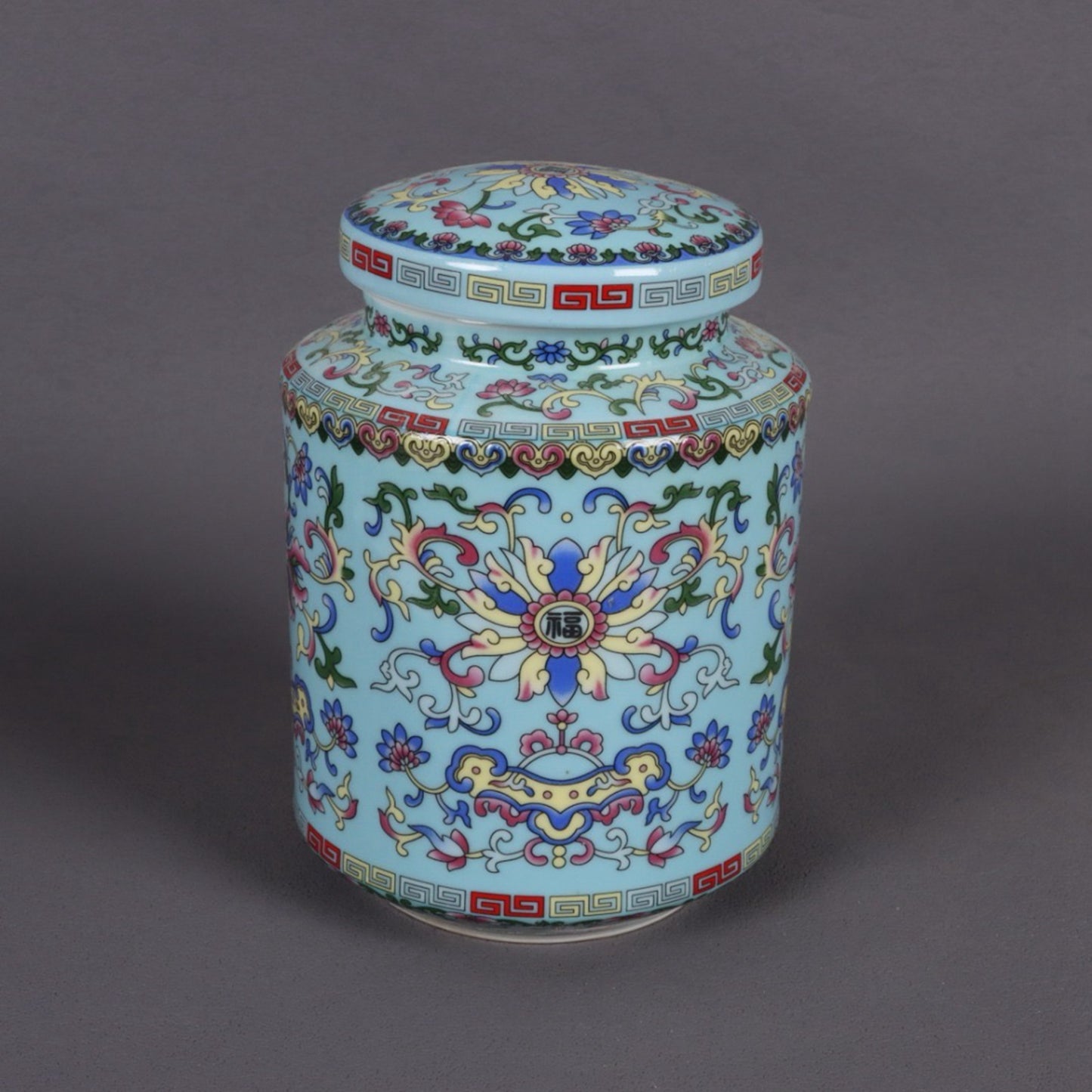 Enamel colored floral lucky pattern tea tube