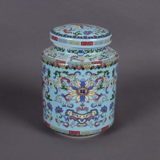 Enamel colored floral lucky pattern tea tube