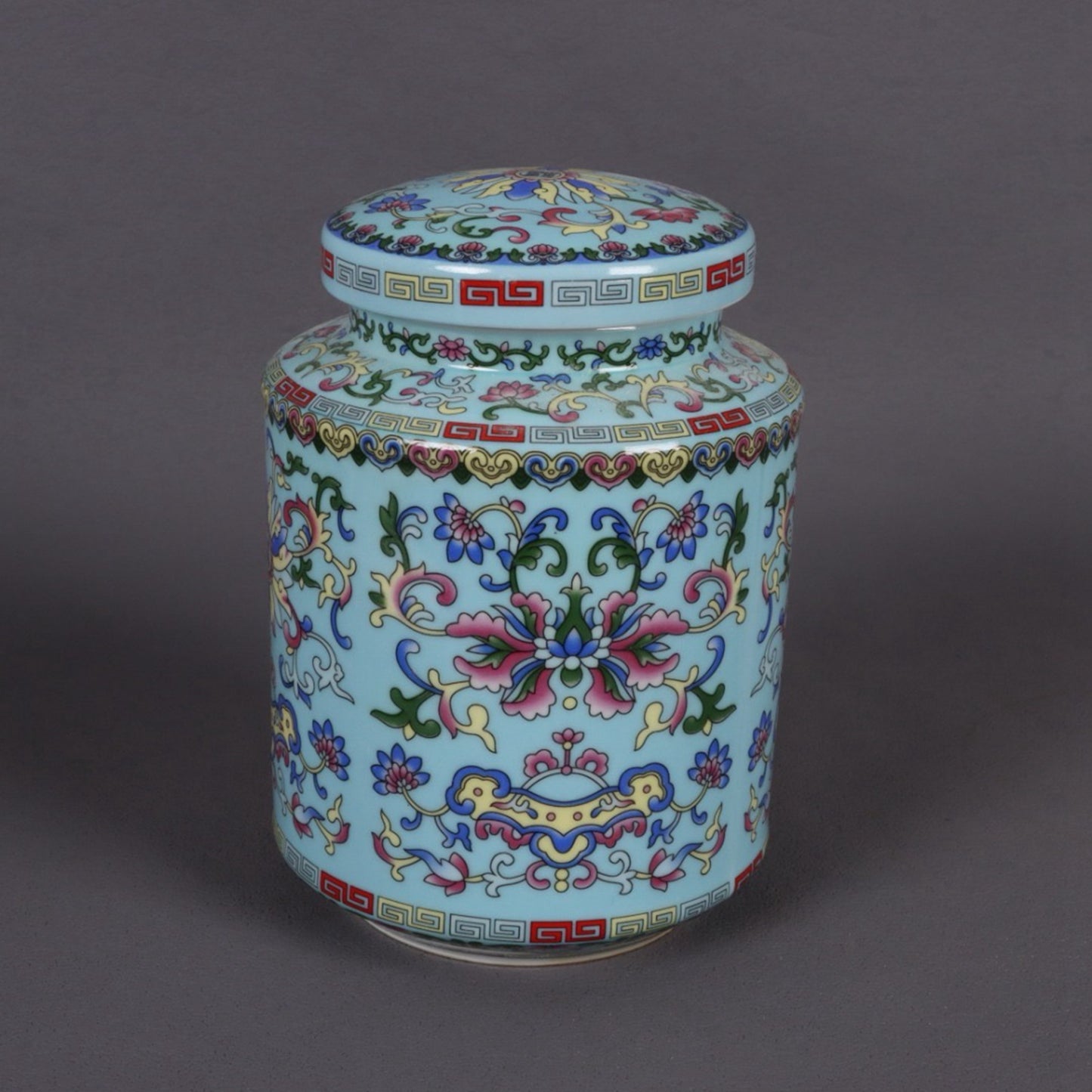 Enamel colored floral lucky pattern tea tube