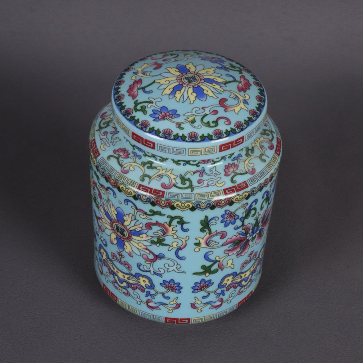 Enamel colored floral lucky pattern tea tube
