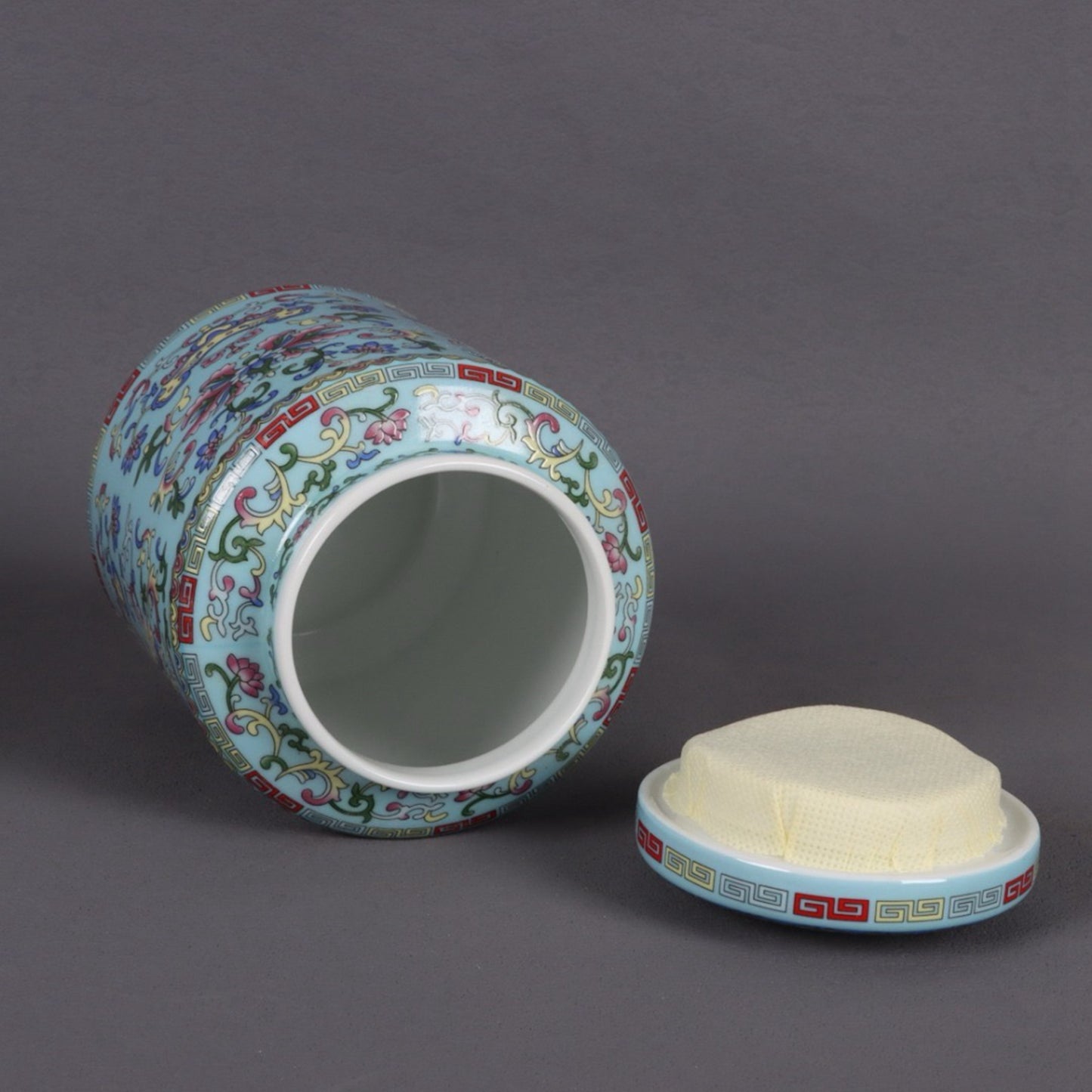 Enamel colored floral lucky pattern tea tube
