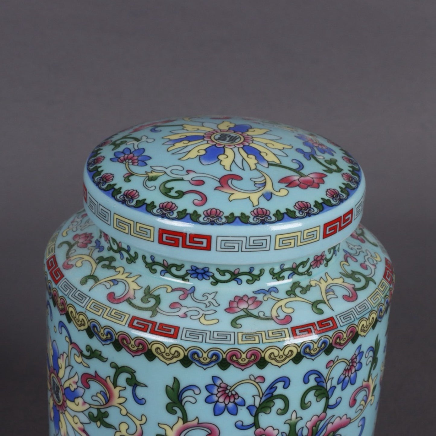Enamel colored floral lucky pattern tea tube