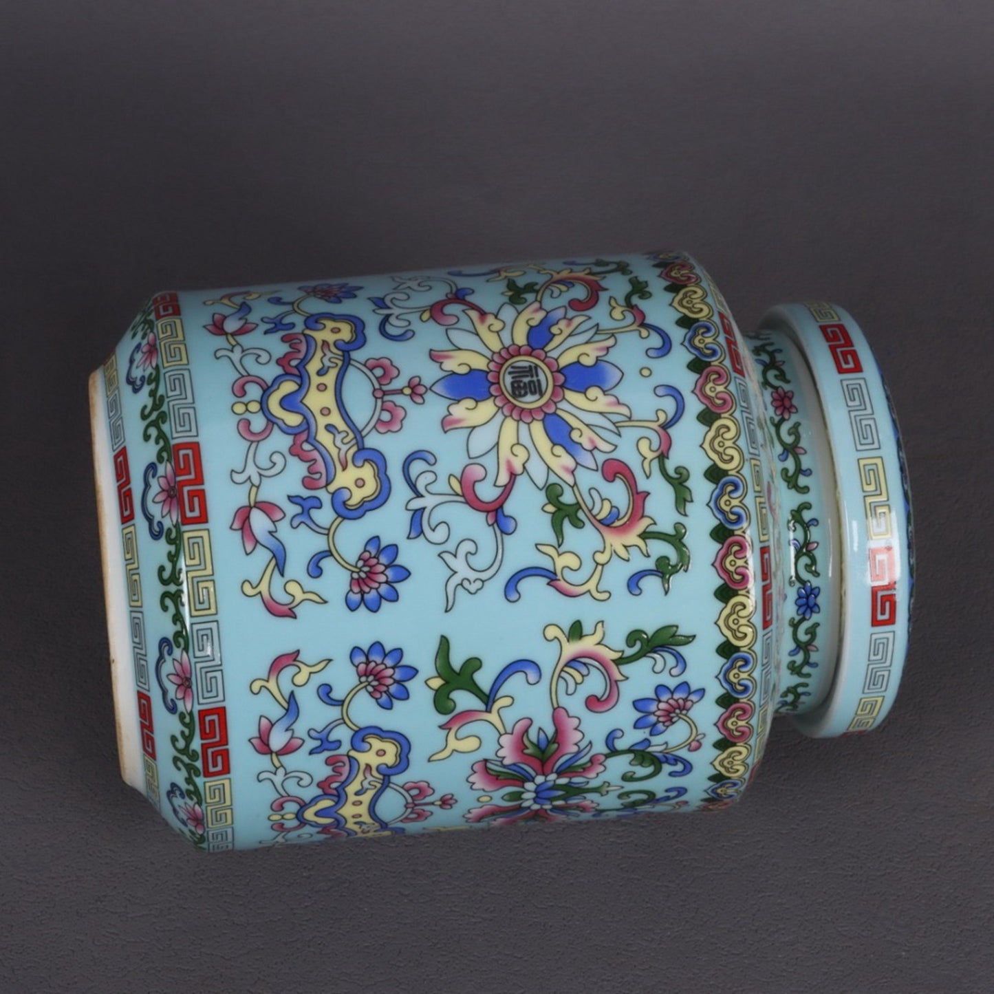 Enamel colored floral lucky pattern tea tube