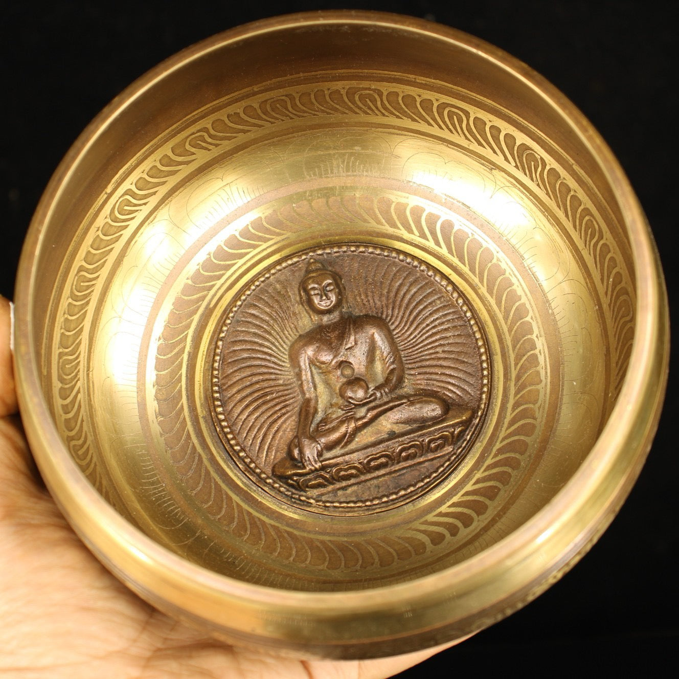Chinese Antique Pure Copper Shakyamuni Buddha Sound Bowl