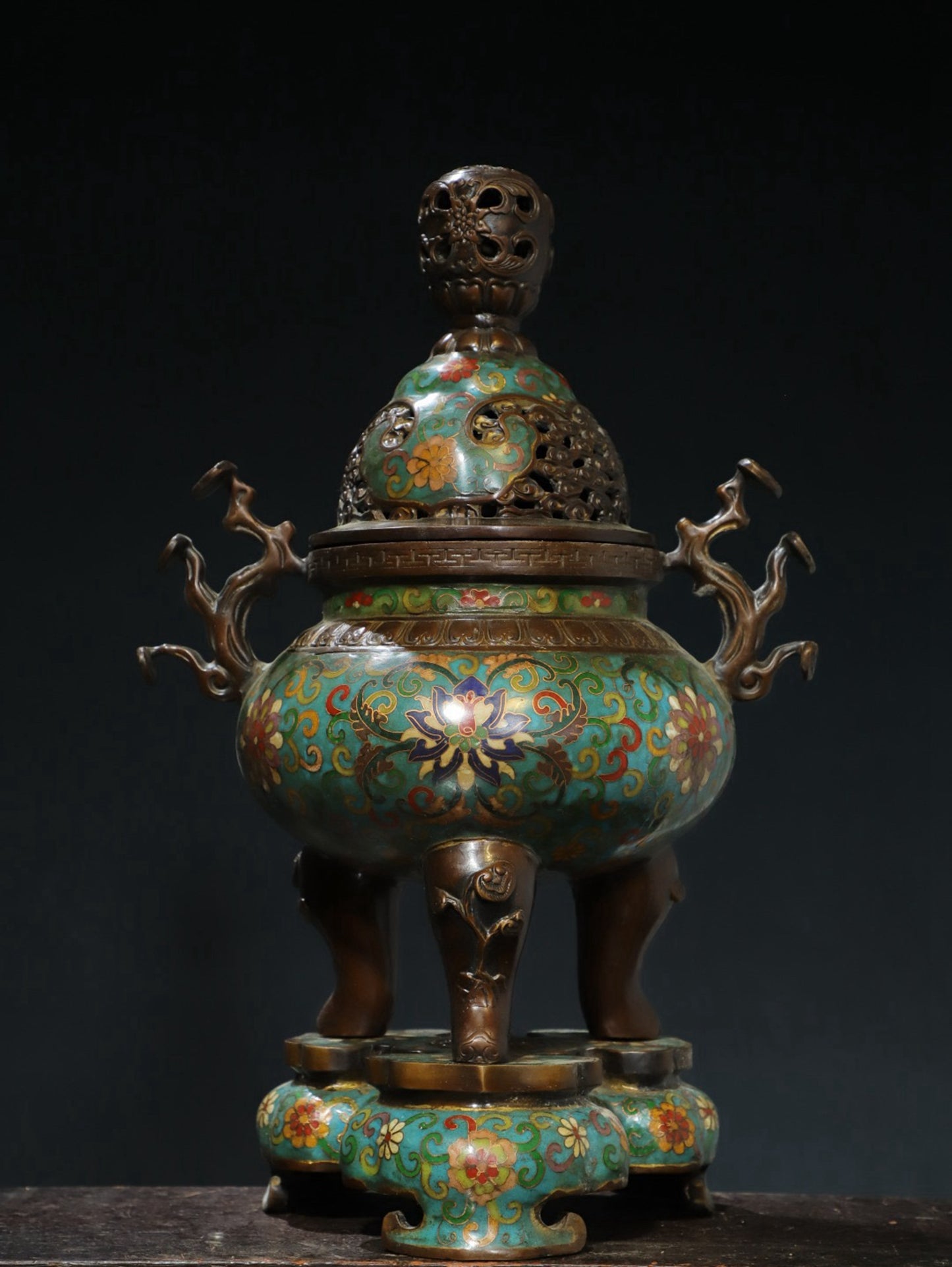 Copper cloisonn é wire enamel color [tangled lotus] aromatherapy stove