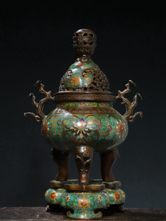 Copper cloisonn é wire enamel color [tangled lotus] aromatherapy stove