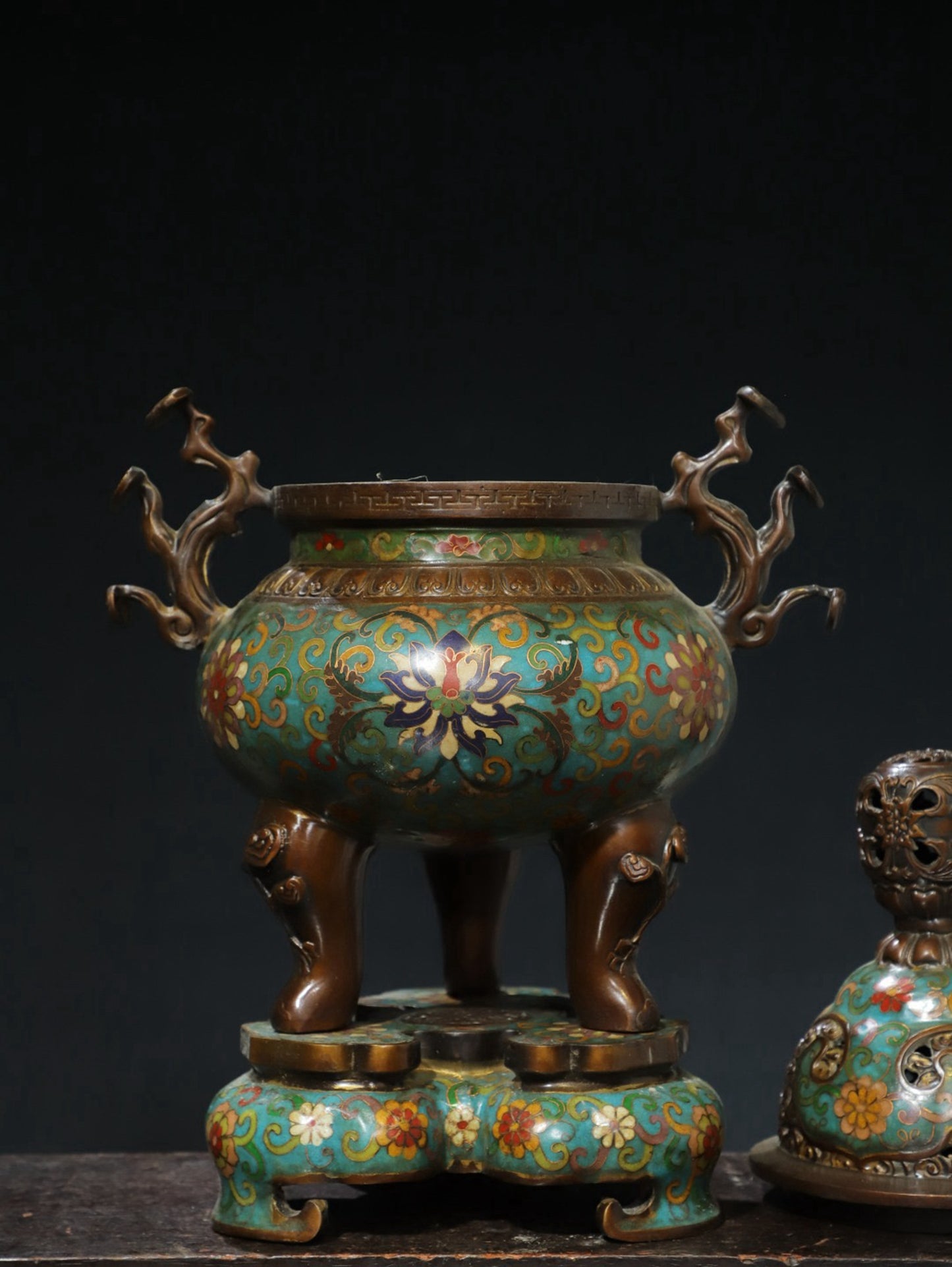 Copper cloisonn é wire enamel color [tangled lotus] aromatherapy stove