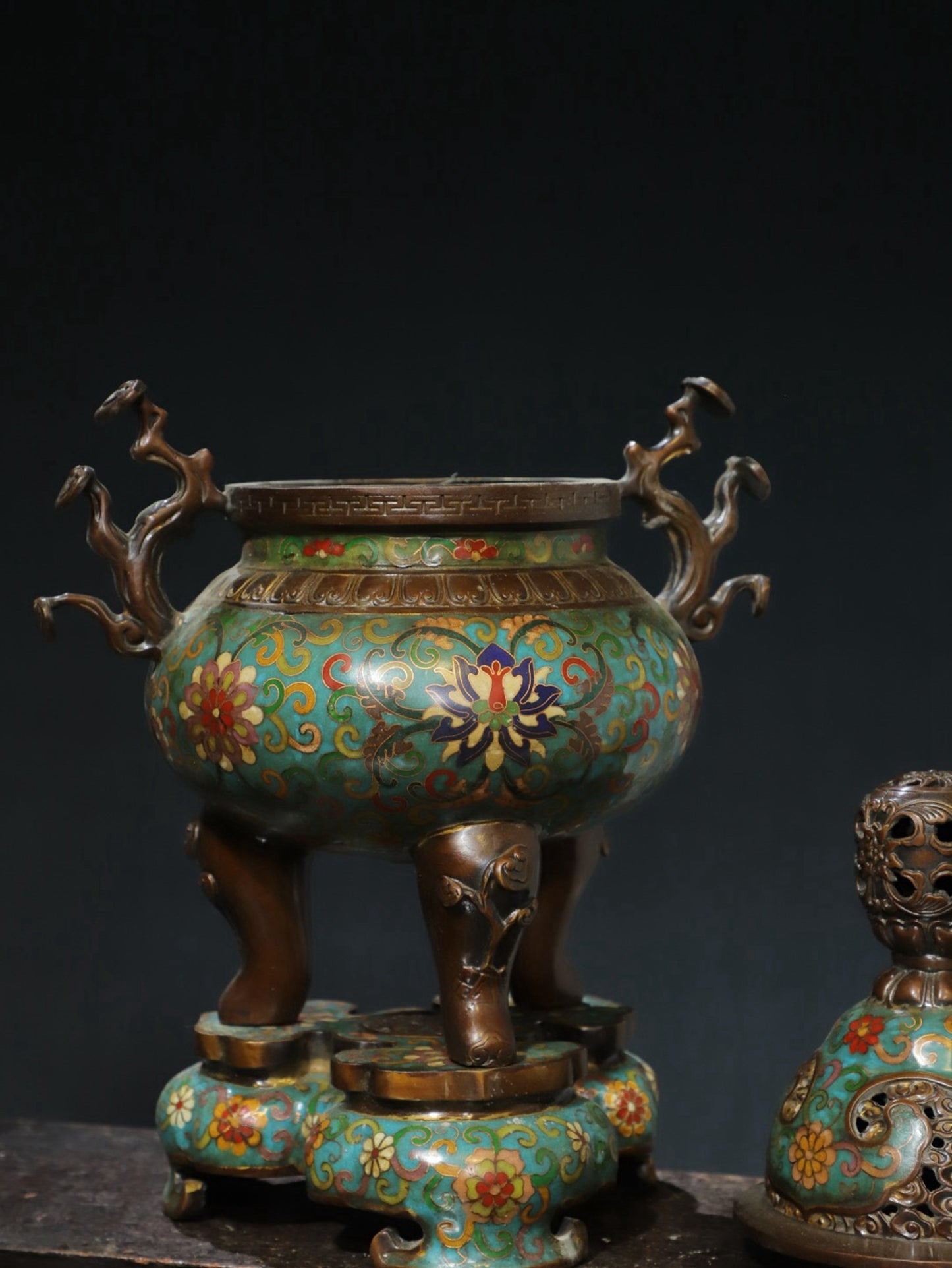 Copper cloisonn é wire enamel color [tangled lotus] aromatherapy stove