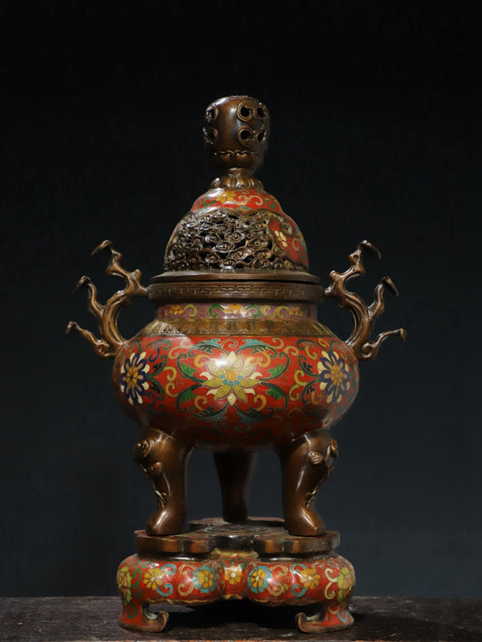 Copper cloisonn é wire enamel color [tangled lotus] aromatherapy stove