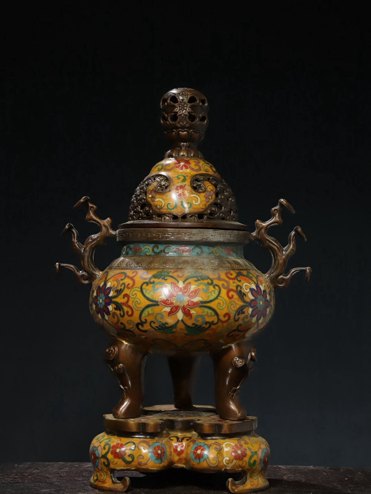 Copper cloisonn é wire enamel color [tangled lotus] aromatherapy stove