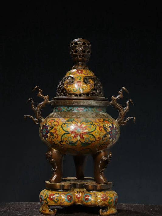 Copper cloisonn é wire enamel color [tangled lotus] aromatherapy stove