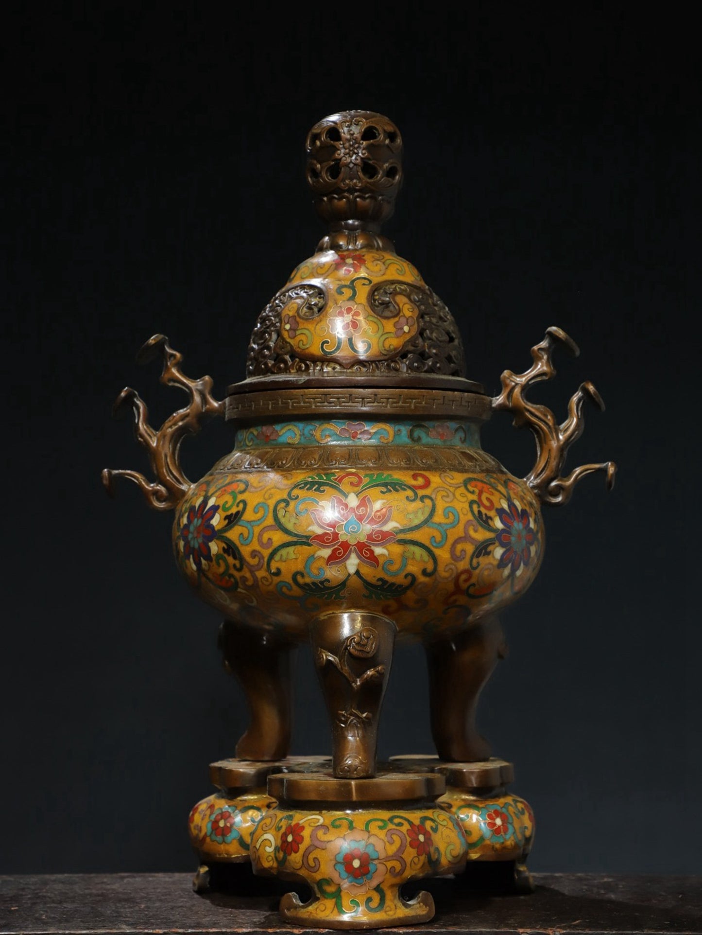 Copper cloisonn é wire enamel color [tangled lotus] aromatherapy stove