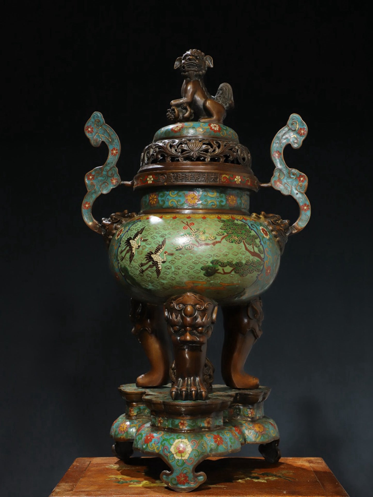 Copper cloisonn é wire enamel color [Ruyi lion cover] aromatherapy stove