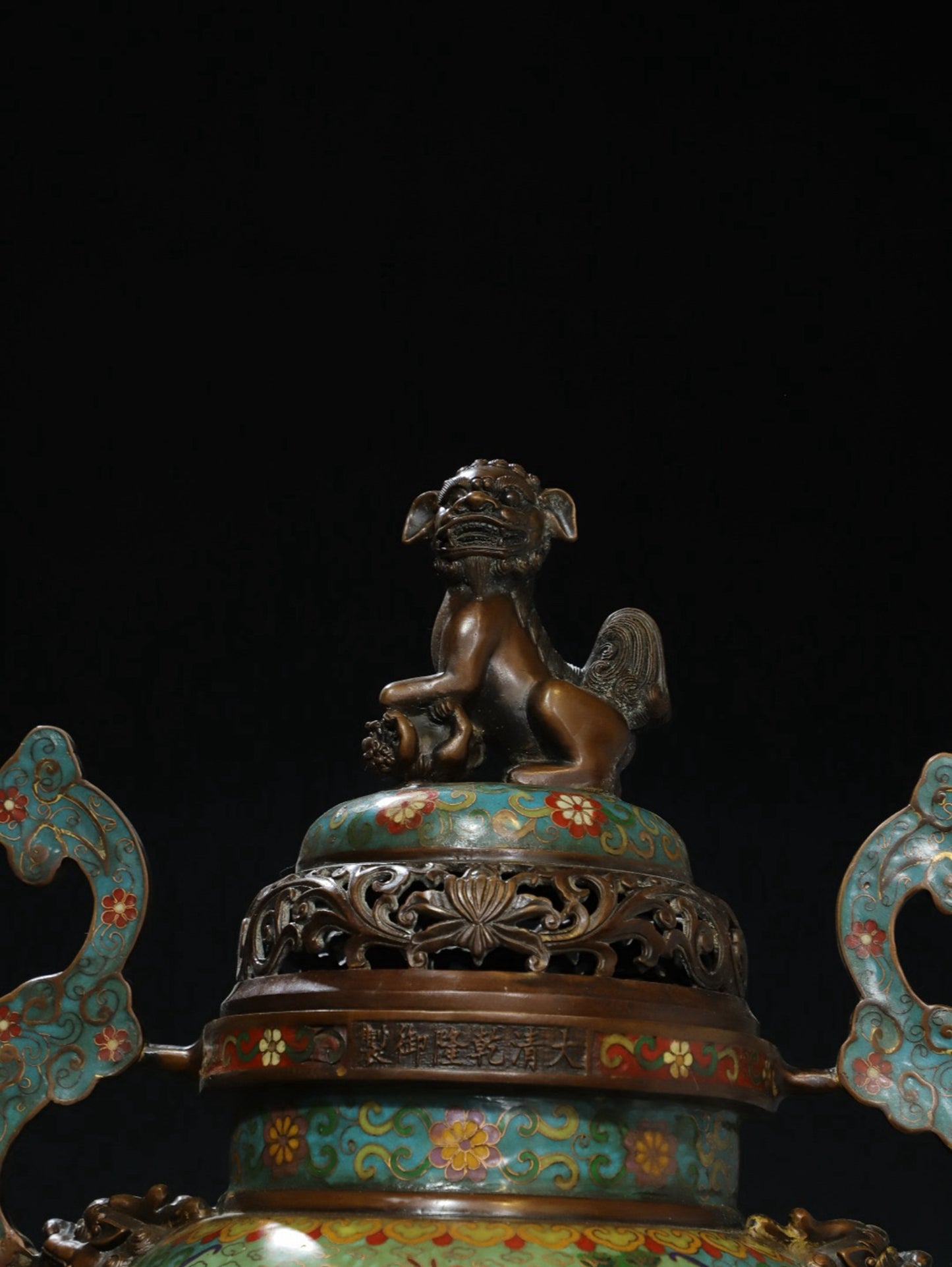 Copper cloisonn é wire enamel color [Ruyi lion cover] aromatherapy stove